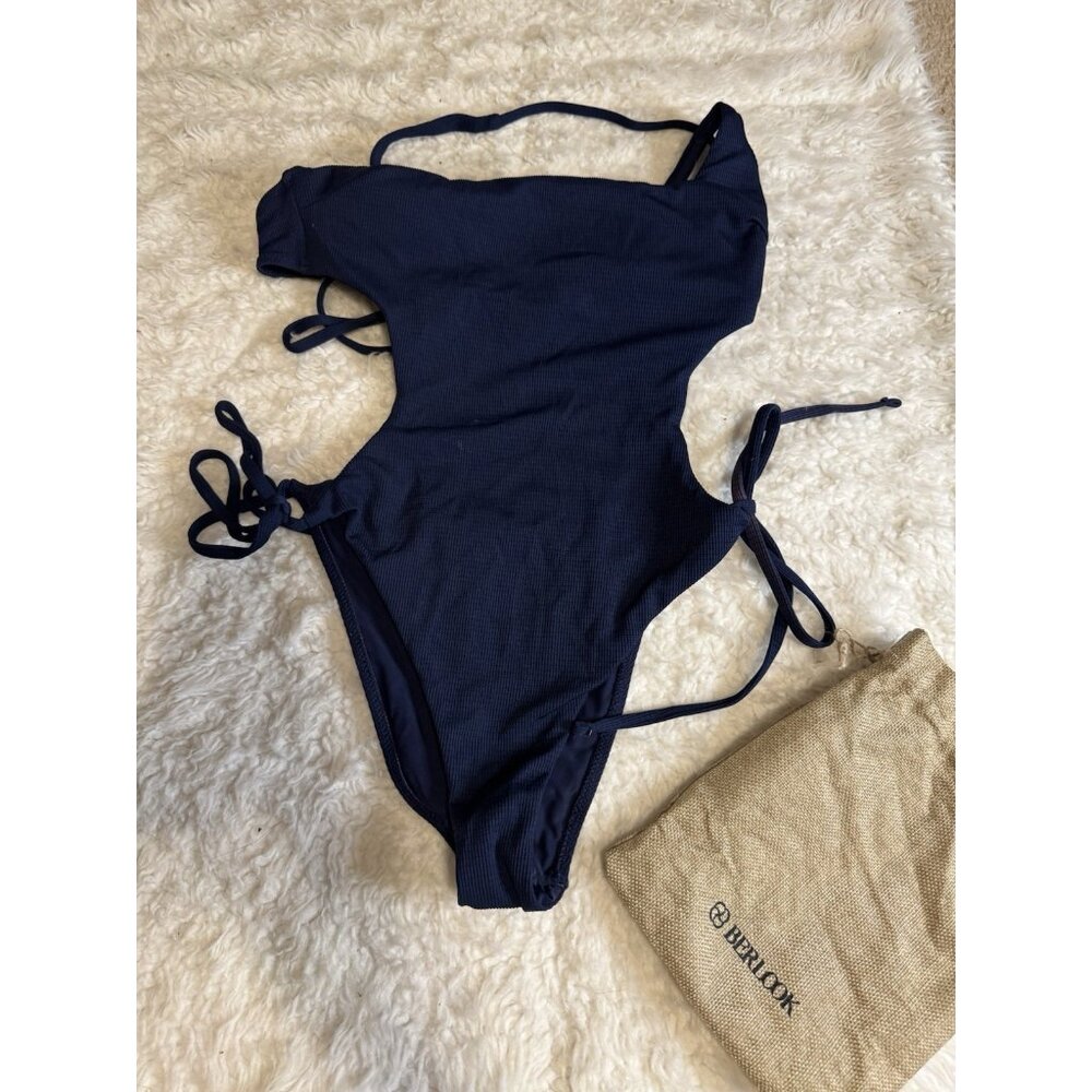 Berlook Mulit X Cross One Piece Swimsuit Navy Blue Cut out S Small NEW NWT Bag - Picture 3 of 10